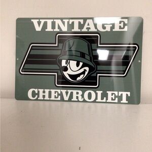 vintage chevrolet felix the cat grey metal tin sign